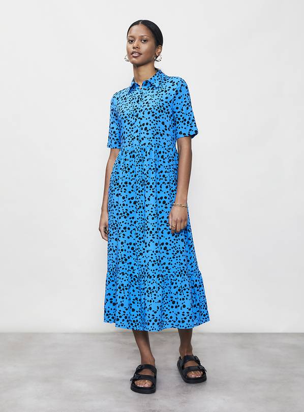 Buy FINERY Belva Blue Animal Midi Dress 18, Dresses