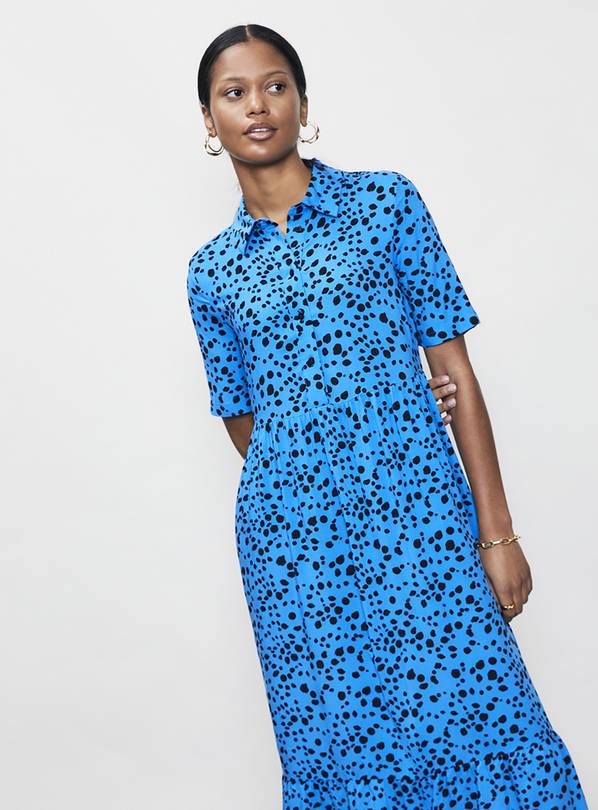 Blue animal outlet print midi dress