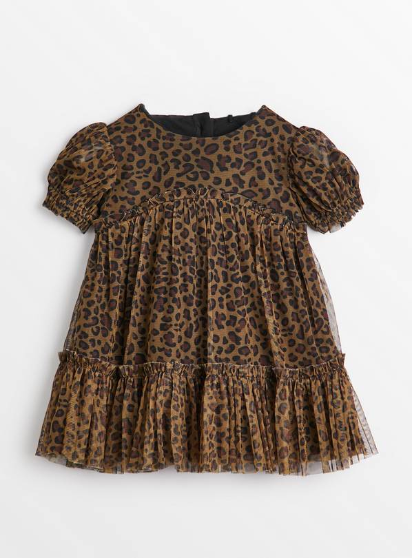 Leopard Print Mesh Party Dress Up to 3 mths