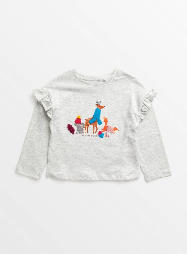 Grey Woodland Graphic Long Sleeve Top 3-4 years