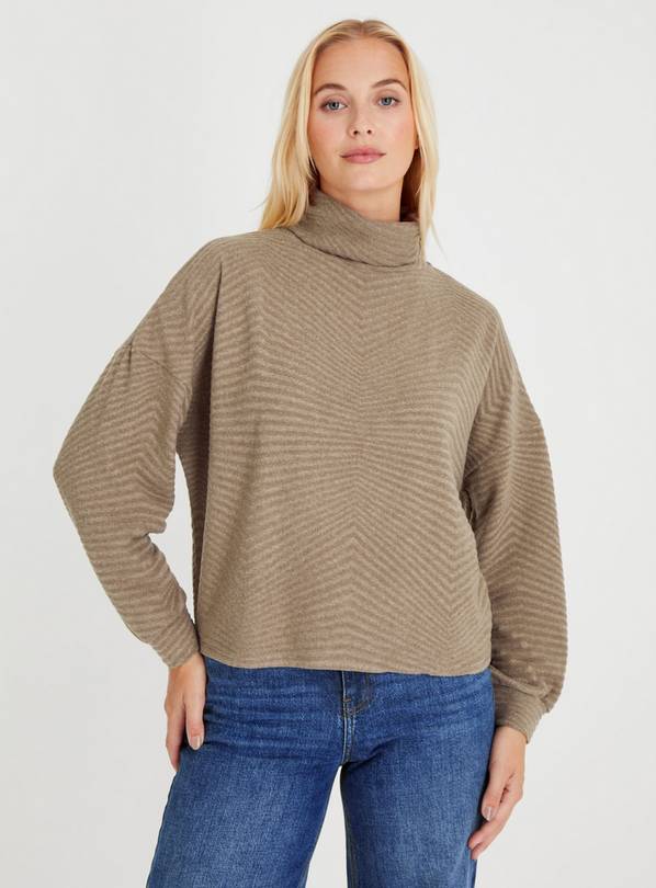 Brown Soft Touch Roll Neck Jumper 10