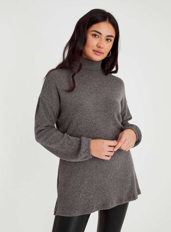 Charcoal Soft Touch Roll Neck Jumper 16