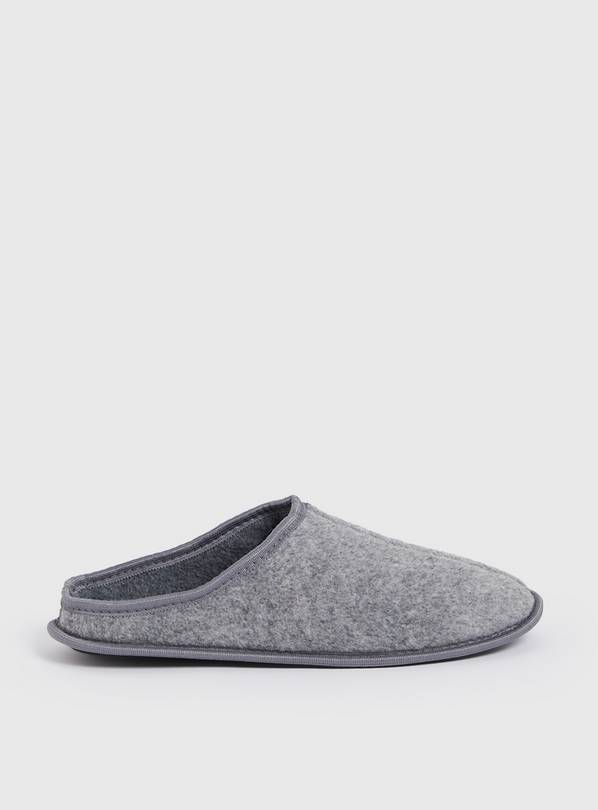 Grey Felt Mule Slippers L