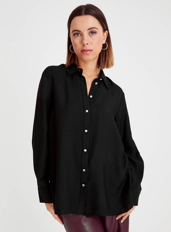 Buy Black Diamonte Button Oversized Shirt 22 | Shirts | Tu