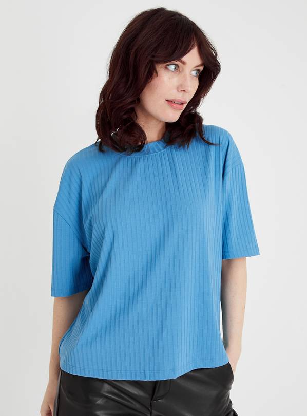 Blue Ribbed Boxy T-Shirt 26
