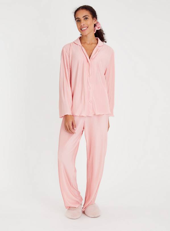 Buy Pink Plisse Traditional Satin Pyjamas Scrunchie 8 Tu