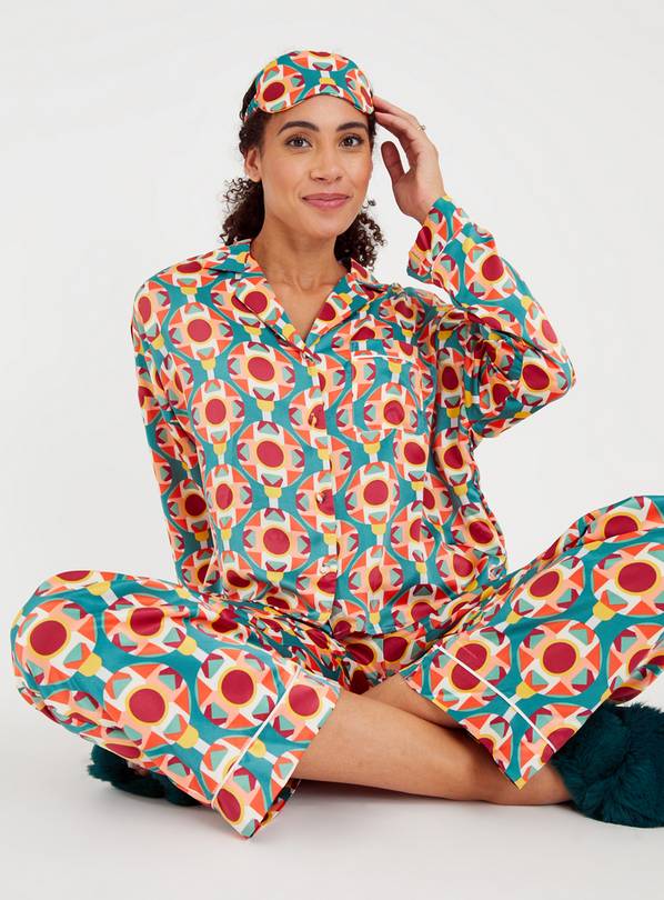 Buy Bauble Print Satin Pyjamas & Sleep Mask 14, Christmas nightwear