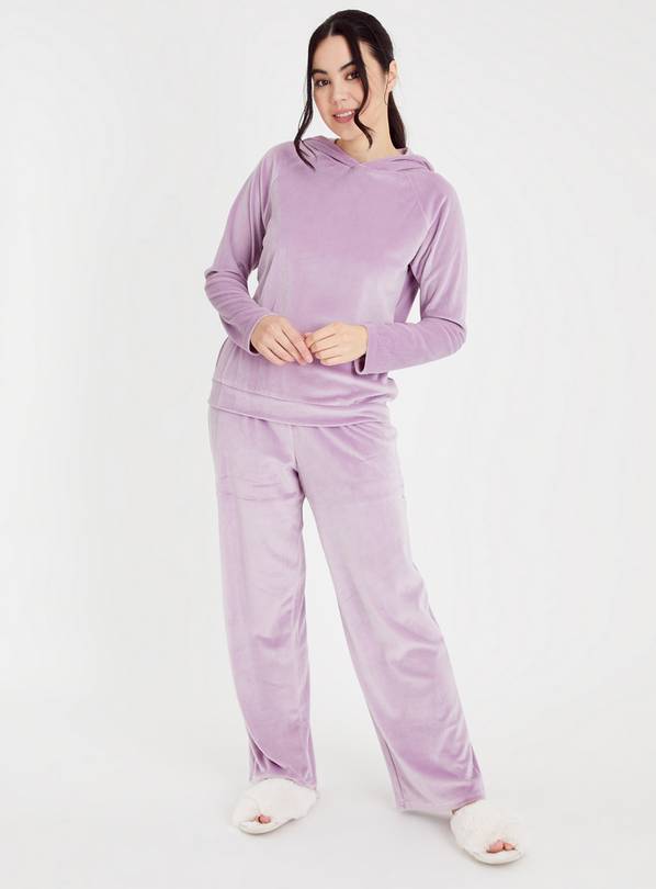 Buy Lilac Ribbed Velour Hoodie Pyjamas 20 Pyjamas Tu