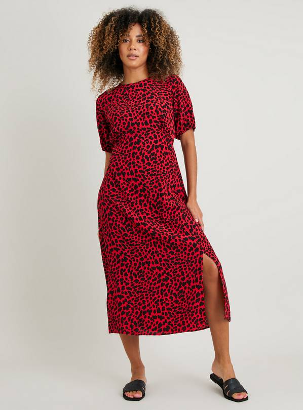 Buy Red Leopard Print Midi Dress 8 | Dresses | Tu