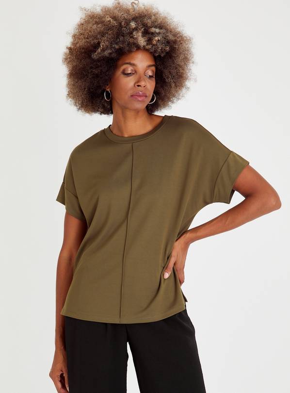 Khaki Relaxed Fit Ponte Top 18