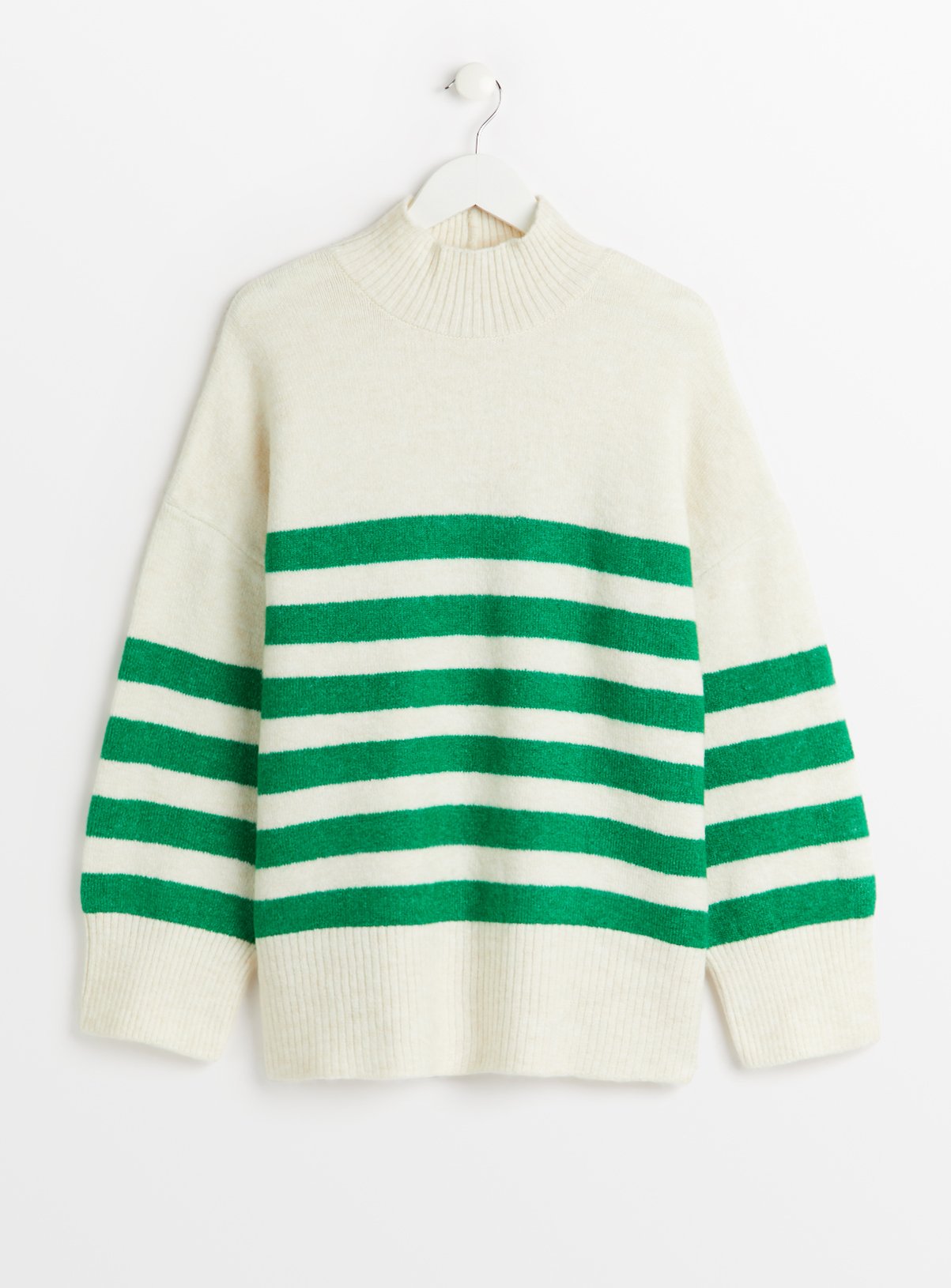 White & Green Stripe High Neck Jumper 24 - Image 3 thumbnail