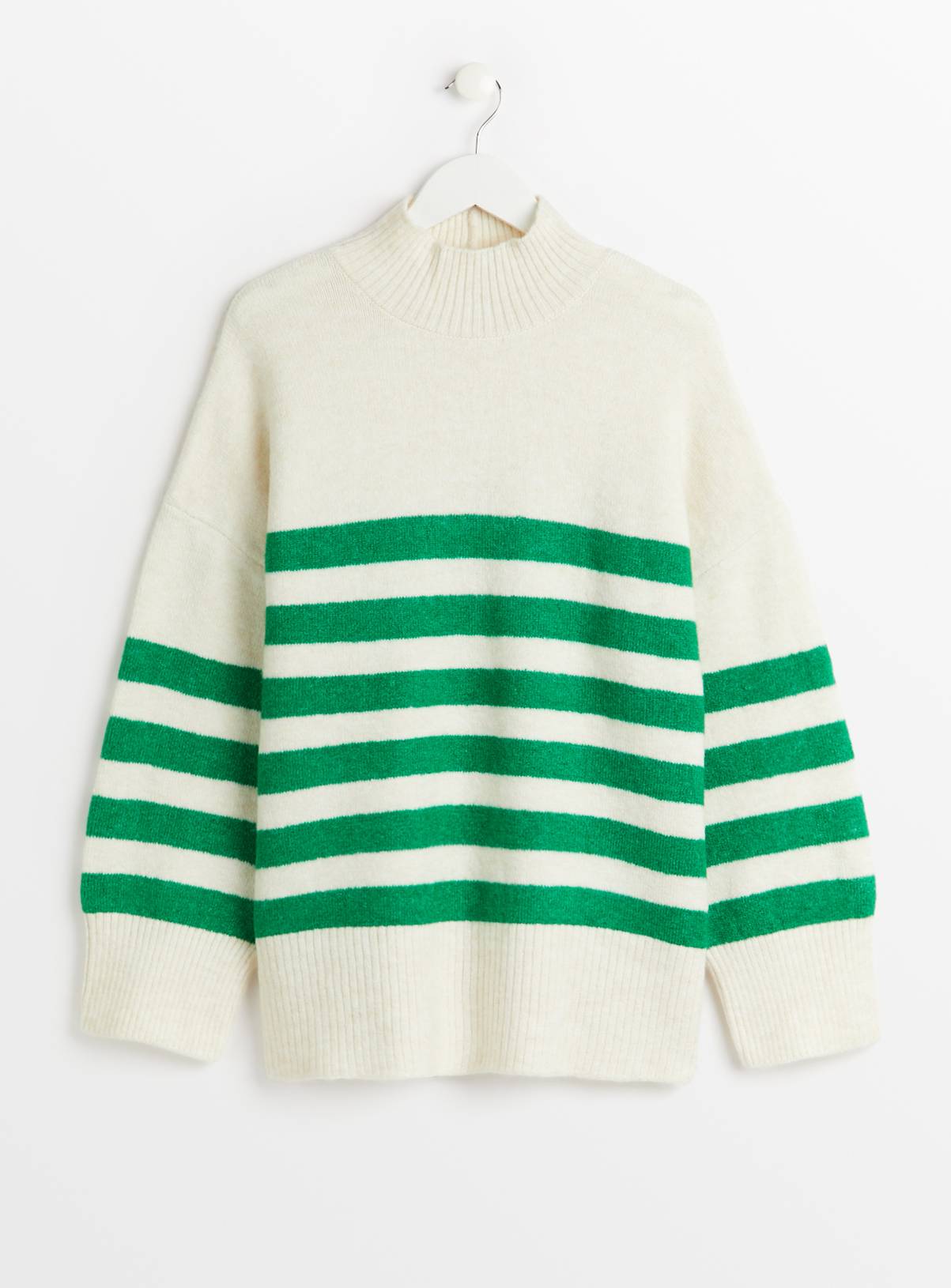 White & Green Stripe High Neck Jumper 24 - Image 3