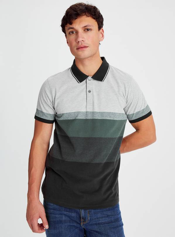 Green Ombre Stripe Polo Shirt XL