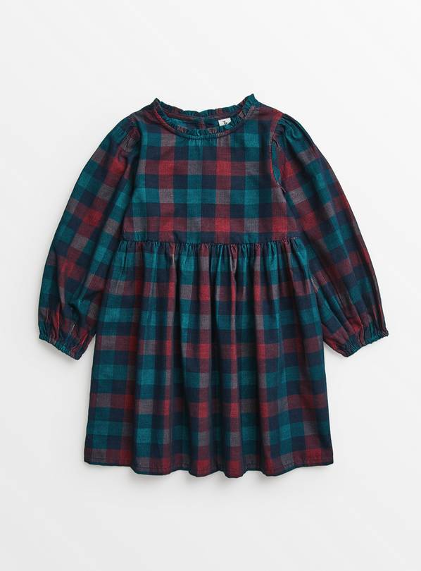 Teal & Red Check Corduroy Dress 9 years