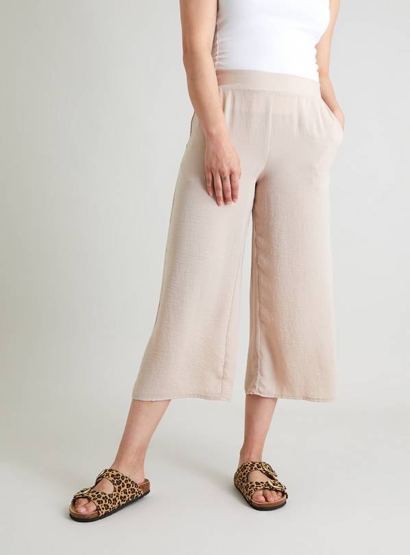 Tan wide clearance leg crop pants