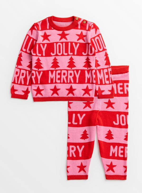 Kids' Family Dressing Pink Christmas Jumper & Leggings 6-9 months