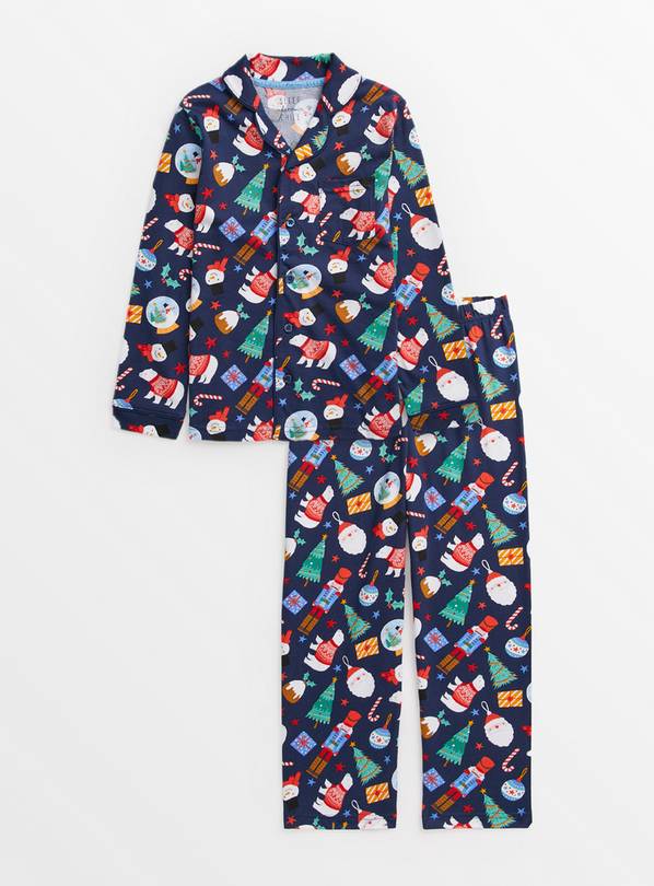 Printed Pyjama Bottoms - Navy Father Christmas