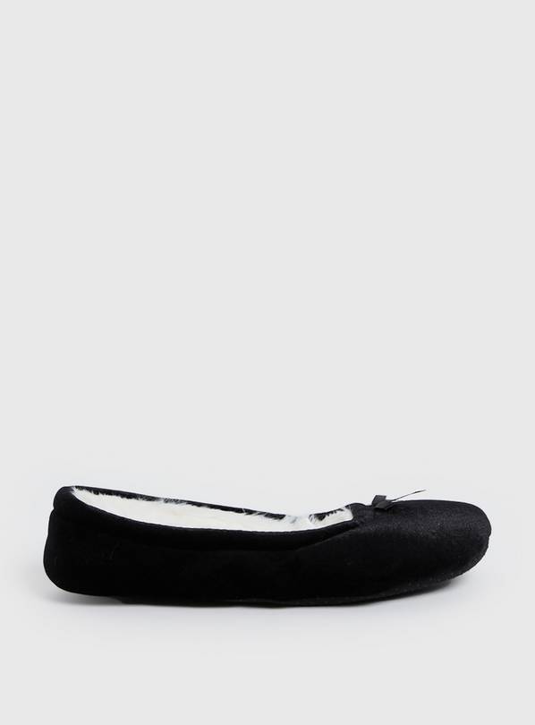 Buy Black Velour Ballerina Slippers 5 Slippers Tu