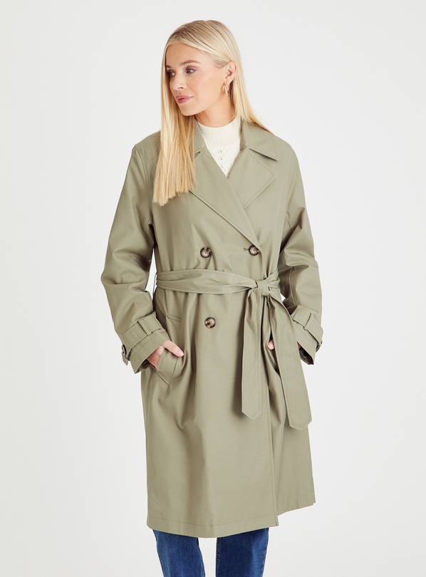 Belted hot sale green coat