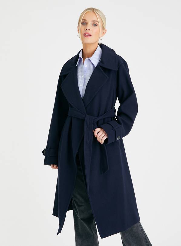 Navy Longline Belted Coat 18