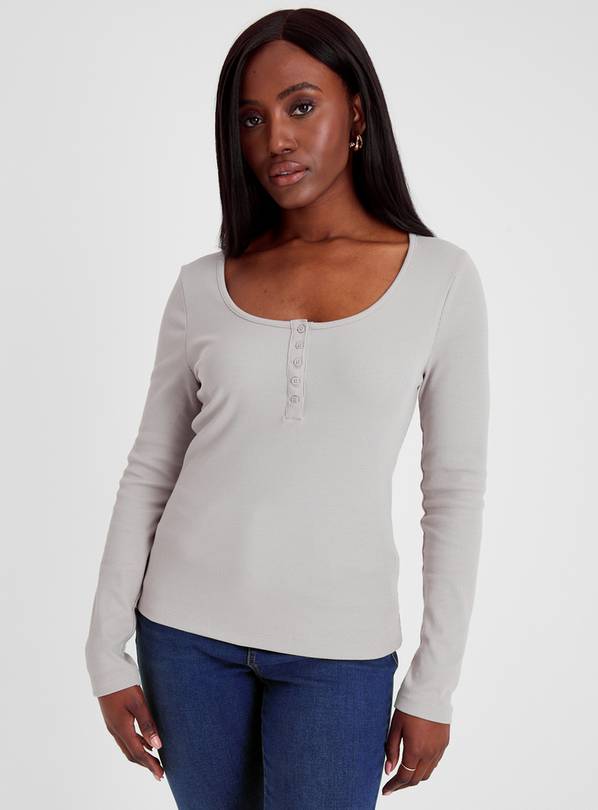 Grey Long Sleeve Henley Top 18