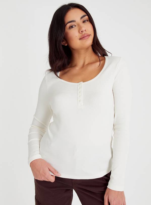 Cream Long Sleeve Henley Top 14