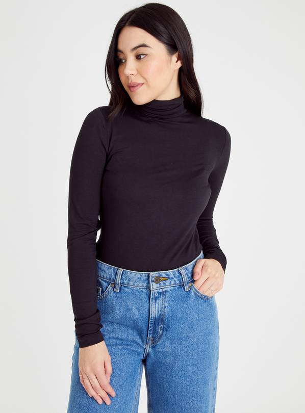 Black polo neck on sale top