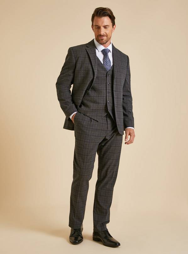 Charcoal Check Suit Trousers 40R