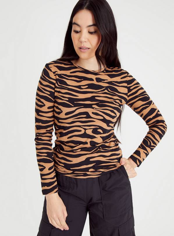 Buy Brown Zebra Print Slim Fit T-Shirt 16 | T-shirts | Argos