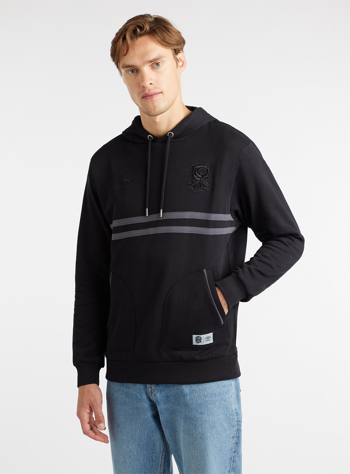 Men's Black UMBRO England Rugby Dynasty Oh Hood