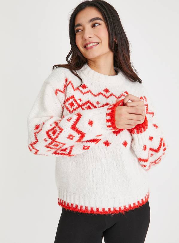 Cream xmas jumper outlet with red bow