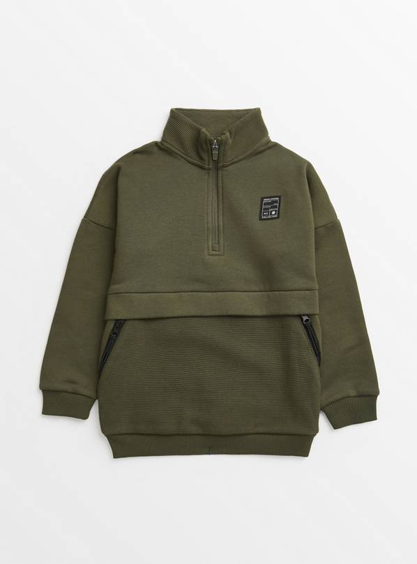 Khaki Funnel Neck Coord Sweatshirt 1 year