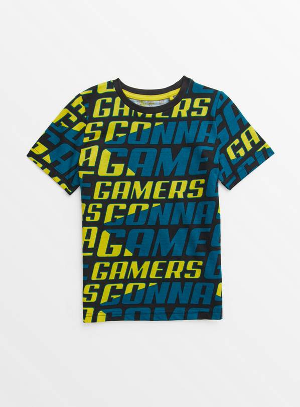 Blue & Yellow Gamers Print T-Shirt 9 years