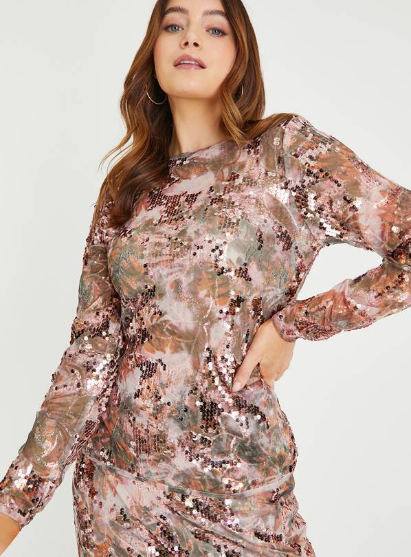 Pink Mesh Sequin Long Sleeve Blouse 10