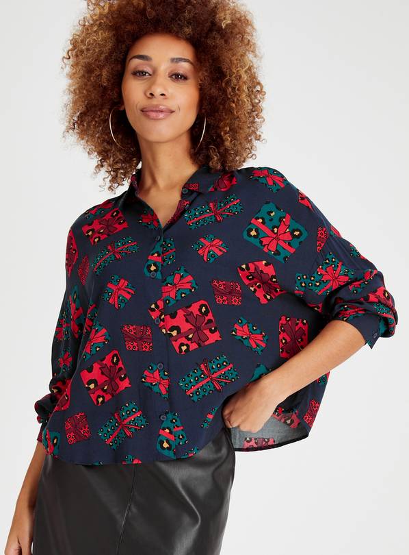 Buy Navy Present Print Christmas Shirt 14 | Shirts | Argos