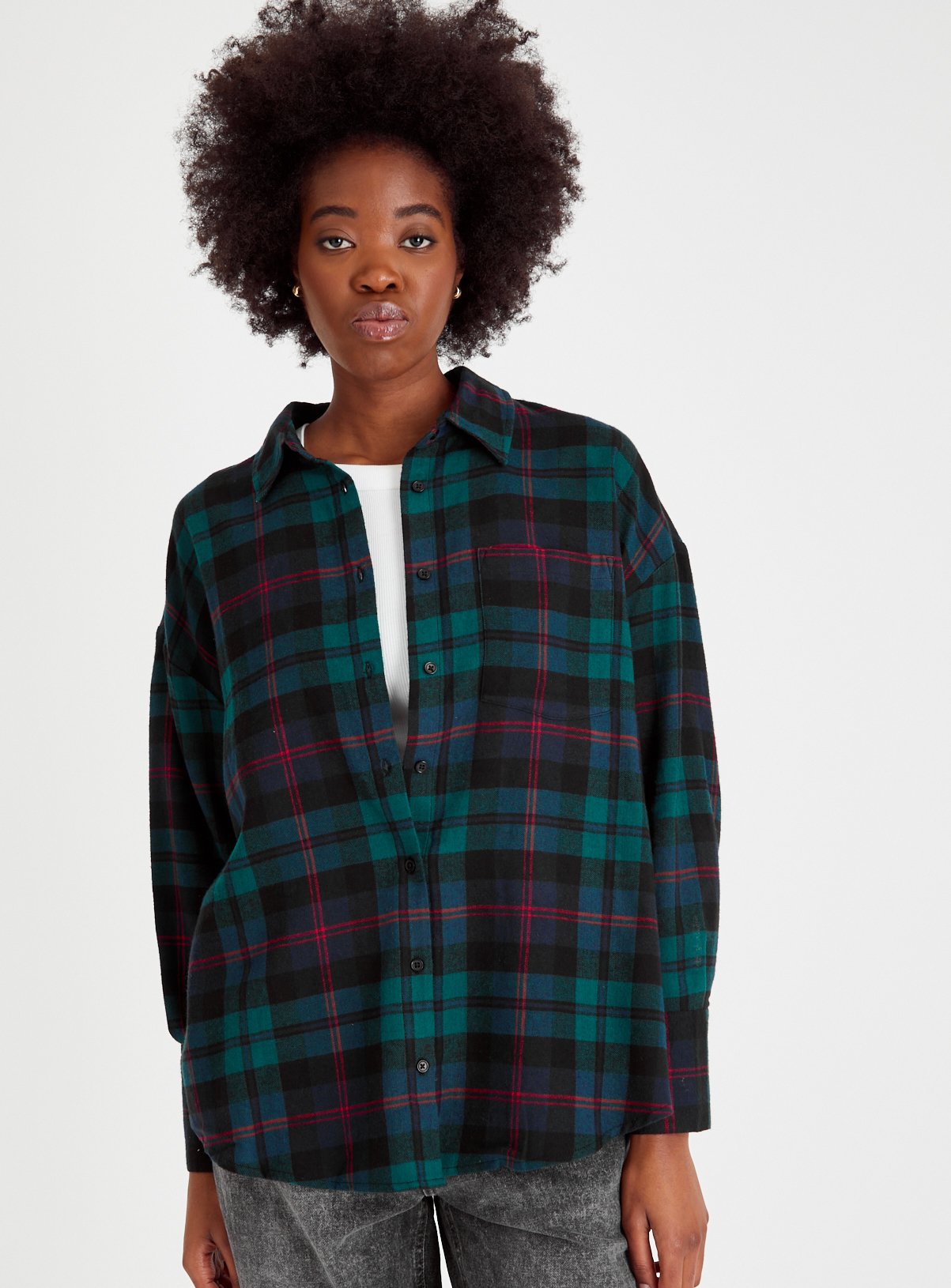 dark green check shirt