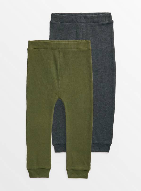 Buy Khaki & Charcoal Ribbed Leggings 2 Pack 6-7 years, Multipacks