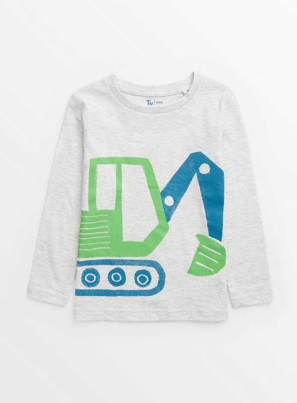 Buy Grey Marl Digger Print Top 2-3 years | T-shirts and shirts | Tu