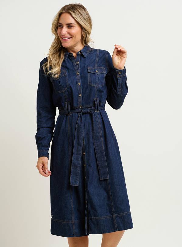 BRAKEBURN Frances Denim Midi Shirt Dress 16