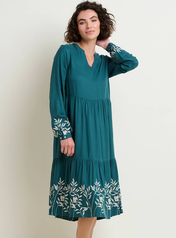 BRAKEBURN Anwen Embroidered Sleeve & Hem Midi Dress 14