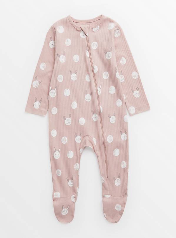 Pink Bunny Zip Sleepsuit Up to 3 mths