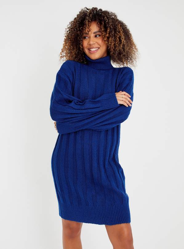 Blue Roll Neck Jumper Dress 18