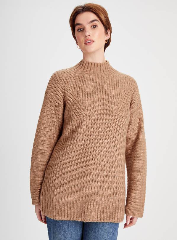 Tan Longline High Neck Jumper 10