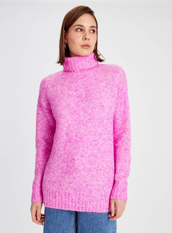 Roll Neck Soft Mixed Rib Knit Jumper