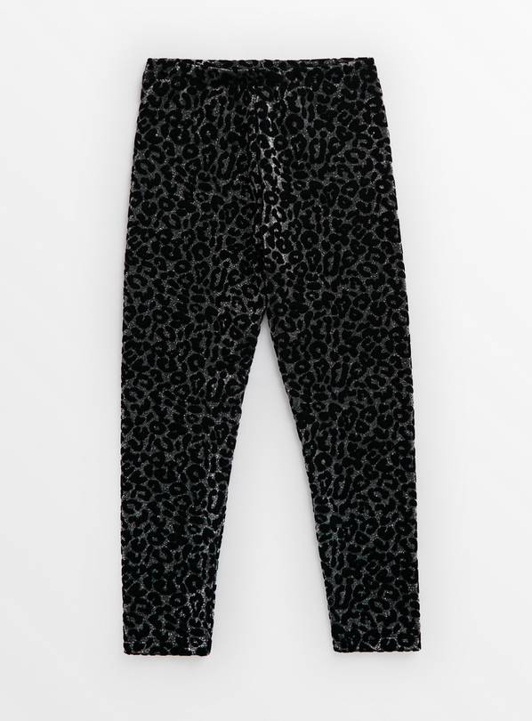 Buy Black Glitter Velvet Leopard Print Jeggings 9 years, Jeans
