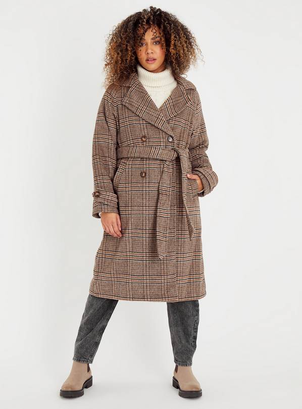 Brown Check Trench Coat 24