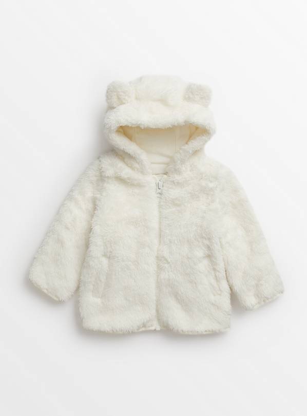 Cream Fluffy Bear Hooded Jacket 18-24 months