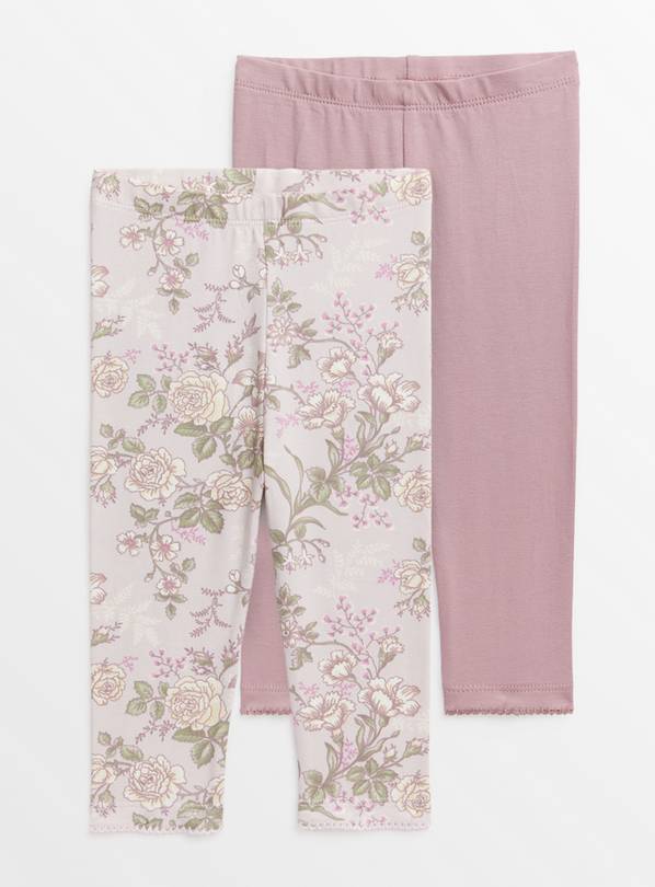 Lilac Floral Leggings 2 Pack Up to 3 mths