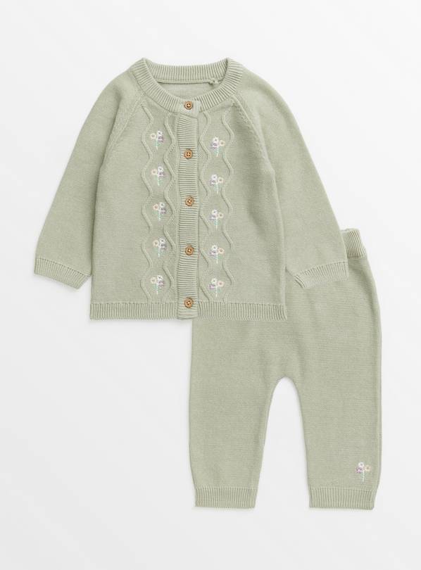 Buy Green Knitted Cardigan & Leggings Set 9-12 months, Outfits and sets