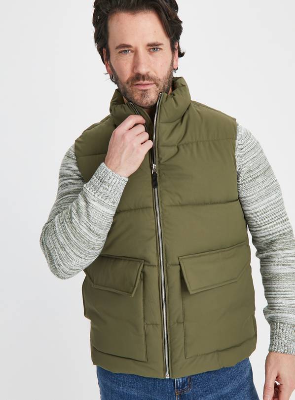 Khaki Padded Puffer Gilet  L